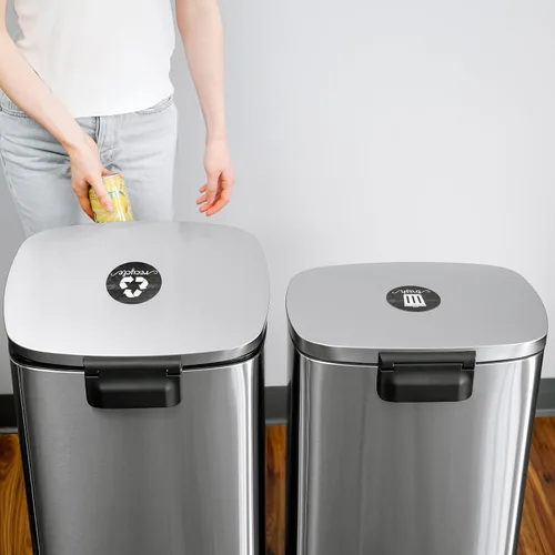Vista 3 de Imanes rústicos de basura y reciclaje, imán de reciclaje de granja de 3.5 pulgadas para basura, calcomanías magnéticas de reciclaje para cubo