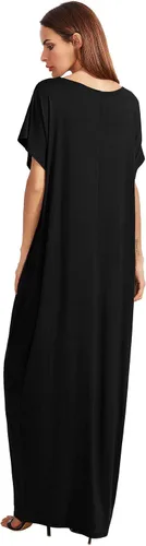 Vista 2 de Verdusa - Vestido largo, de manga corta, holgado, con bolsillos, para mujer, casual