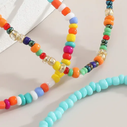 Vista 6 de Jumwrit Pulseras de cuentas coloridas para mujer, pulseras elásticas apilables bohemias para adolescentes y niñas
