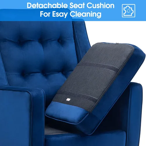 Vista 5 de MCombo Sillas decorativas, sillón individual tapizado de terciopelo para sala de estar, silla de recepción para oficina 4278 (azul)