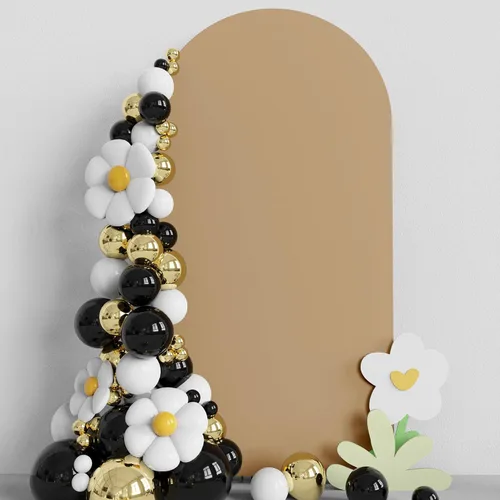 Vista 8 de Asee'm Cubierta de arco de boda de 6 pies, color beige, ajustada, cubierta de elastano ajustable de 2 caras, cubierta de fondo para decoración