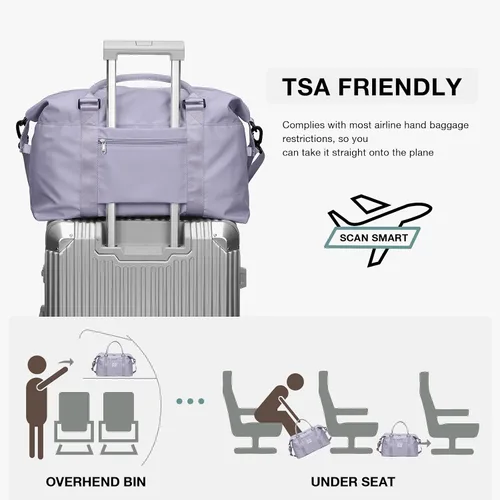Vista 4 de Bolsa de viaje para mujer, bolsa deportiva para gimnasio, C5-purple, Bolsa de lona