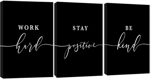 Vista 25 de Arte de pared motivacional de 3 paneles para oficina, citas inspiradoras, arte en lienzo para decoración de pared de oficina en casa, palabras