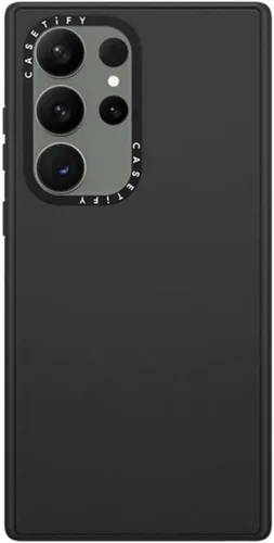 Vista 217 de CASETiFY Funda de impacto para Galaxy S22+ - Adhesivo Aries Moross, color negro transparente