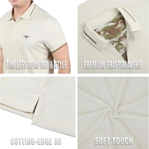 Vista 6 de Albert Morris Paquete de 4 camisas polo de manga corta a rayas para hombre