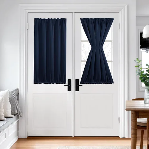 Vista 85 de Deconovo Cortinas opacas para puerta, bolsillo para cortinero y cortinas de bloqueo con aislamiento térmico para dormitorio, 137.16 x 189.2 cm, azul