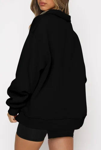 Vista 5 de CHICZONE Womens Quarter Zip Oversized Pullover Long Sleeve Zip Up Sweatshirts Trendy Fall Y2K Clothes with Pockets