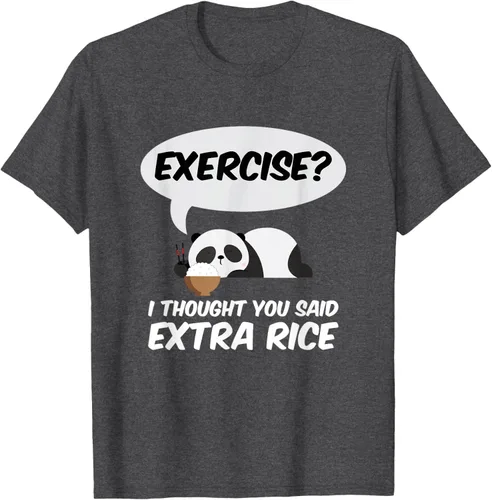 Vista 29 de ¿Ejercicio? I Thought You Said Extra Rice Panda Gift T-Shirt, Negro, S