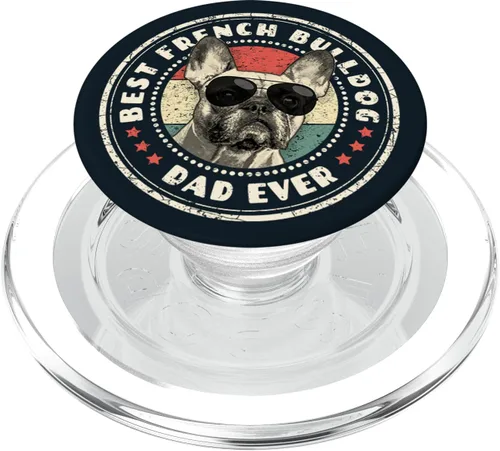 Vista 7 de Best Frenchie Dad Ever Retro French Bulldog Lover Owner Dad PopSockets intercambiable PopGrip