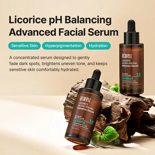 Vista 2 de ACWELL Licorice pH Balancing Advanced Facial Serum Ampolla – Cuidado de manchas oscuras y tonos desiguales con niacinamida, suero diario hidratante