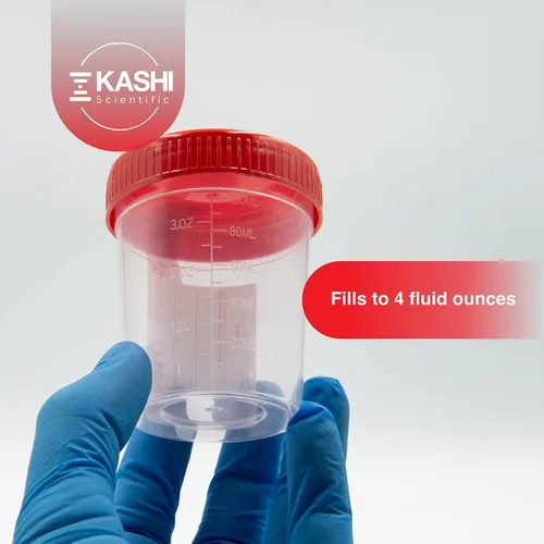 Vista 6 de Kashi Scientific Vaso estéril para muestras con tapa y sellado seguro envuelto individualmente para recolección de orina o semen, taza de orina