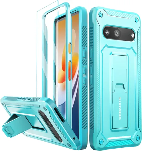 Vista 10 de URBANITE Funda protectora resistente a prueba de golpes para Google Pixel 7, de grado militar, con protector de pantalla y soporte (rosa)