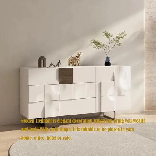 Vista 5 de Estatuas de elefante dorado, decoración del hogar de Feng Shui para sala de estar, figuras de elefantes, coleccionables, decoración de regalo