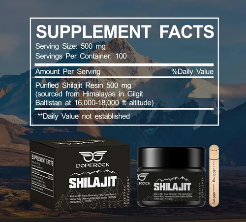 Vista 5 de Shilajit - Resina Shilajit orgánica pura del Himalaya 500 mg de máxima potencia, natural orgánica Shilajit resina con más de 85 oligominerales, 75%