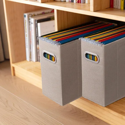 Vista 7 de Paquete de 2 organizadores de archivos tamaño carta, organizador de carpetas de archivos, caja de almacenamiento de tela, organizador de papel