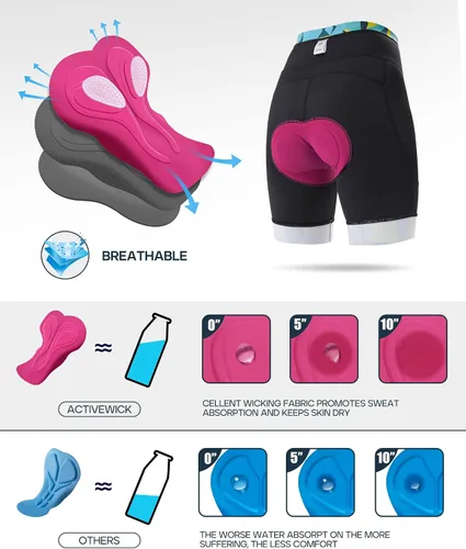 Vista 2 de Heathyoga 4D Padded Bike Shorts Women Cycling Shorts with Padding Biker Biking Bicycle Shorts with Pockets for Women