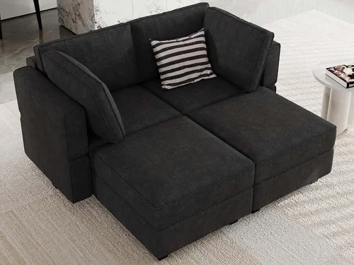 Vista 12 de Belffin - Sofá seccional modular con cama oculta, sofá seccional convertible para sala de estar. Sofá color gris claro