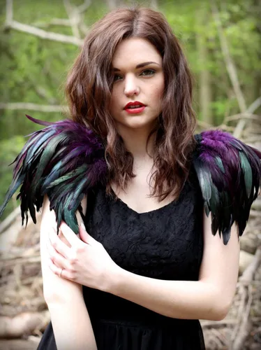 Vista 3 de L'VOW Correa de hombro gótica de plumas reales naturales para Halloween, carnaval, paquete de 2