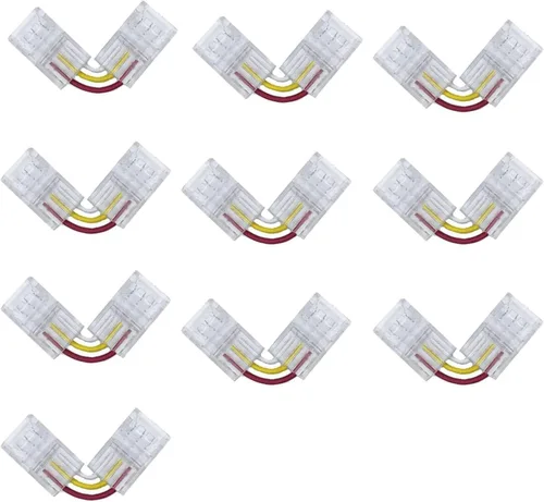 Vista 4 de Conector de esquina de barra LED 3pin10mm ángulo recto en forma de L sin soldadura Conector ajustable para WS2811 WS2812B RGB RGB LED bar Lights。