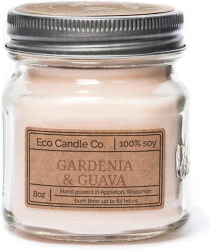 Vista 7 de Eco Candle Co. Vela Reciclada, Gardenia y Guayaba, 6 oz. – Aromas de Gardenia, Jazmín, Guayaba y Verdes Tropicales – 100% Cera de Soja, Sin Plomo