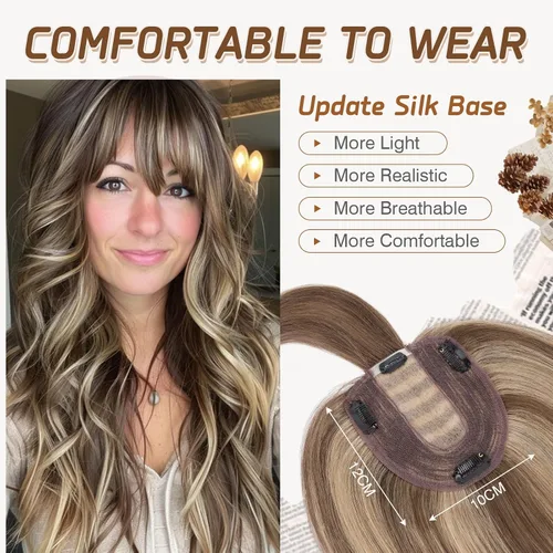 Vista 104 de Rich Choices Pelucas con topper de cabello para mujeres, cabello humano real 100% Remy, sin flequillo, para mujeres con adelgazamiento en la parte
