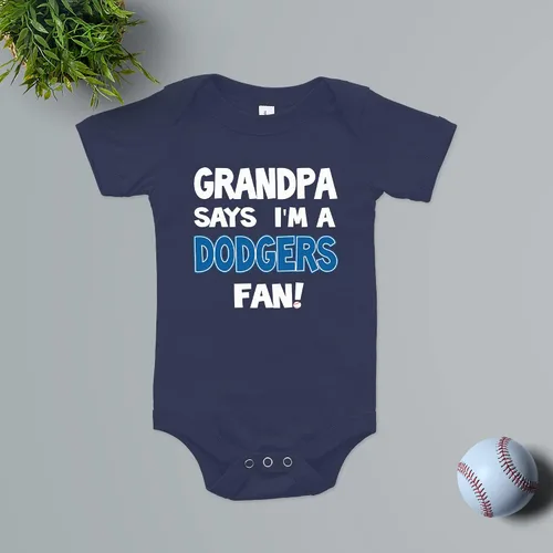Vista 8 de NanyCrafts 'Grandpa Says I'm a Dodgers Fan Baby Body Body para bebé Dodgers