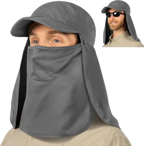 Vista 11 de SUN CUBE Sombrero de sol de pesca con solapa para el cuello y cubierta facial, UPF50+ gorra de protección UV de ala ancha para hombres y mujeres