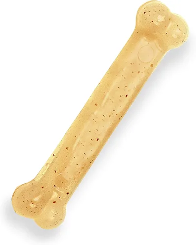 Vista 11 de Nylabone Original Bone Flexi - Juguete masticable para perros, juguetes flexibles para masticadores moderados, sabor a pollo, pequeño, 1 unidad
