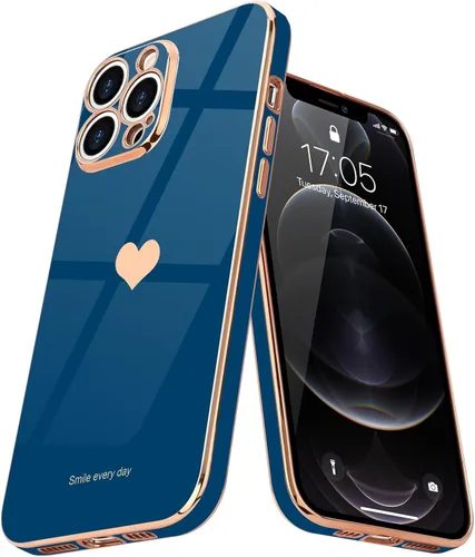 Vista 9 de Teageo Funda para iPhone 12 Pro para mujeres y niñas, diseño de corazón de amor, cubierta trasera suave, protección completa de la cámara, Negro
