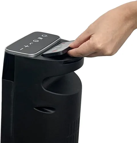 Vista 6 de Good Housekeeping, calefactor de torre oscilante de cerámica para espacio con control remoto, 30 pulgadas, Negro