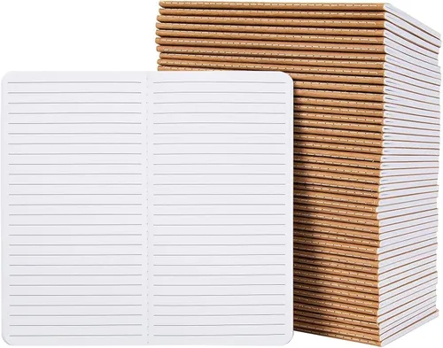 Vista 8 de Paper Junkie Cuadernos para la escuela, 4.3 x 8.2 pulgadas, marrón kraft, paquete de 48 cuadernos rayados, diarios de papel kraft para tomar notas