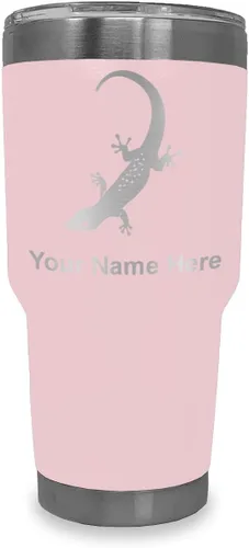 Vista 22 de LaserGram 20oz Vacuum Insulated Tumbler Mug, Gecko, Personalized Engraving Included (Black)