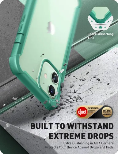 Vista 4 de i-Blason Ares - Funda para iPhone 12, iPhone 12 Pro de 6.1 pulgadas (versión 2020), funda transparente resistente de doble capa con protector