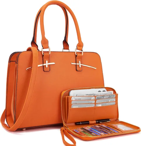 Vista 9 de Carteras para mujeres, bolso cartera monedero tote bandolera hobo con asa superior tipo satchel, juego de carteras de 2 piezas con 3 compartimentos