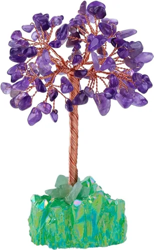 Vista 17 de Mookaitedecor - Árbol de cristal con base de cuarzo, bonsái para la riqueza y buena suerte Árbol bonsái, árbol de dinero para la suerte