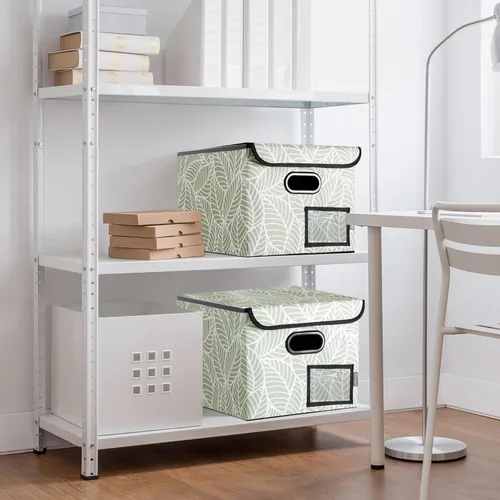 Vista 9 de Caja organizadora de archivos Baleine con tapa, organizador de carpetas de archivos plegable con deslizador de plástico, caja de carpetas