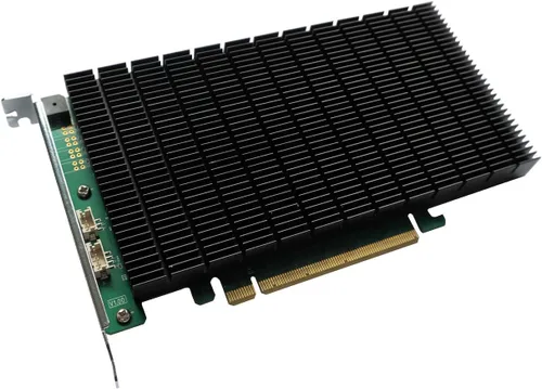 Vista 2 de HighPoint HBA M.2 Rocket 1104 PCIe Gen3 NVMe HBA de 4 puertos para sistemas Windows, Mac, Linux y VMWare.