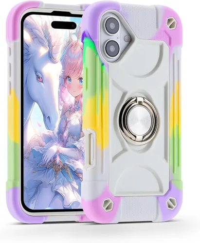 Vista 87 de MARKILL Funda compatible con iPhone Air de 6.5 pulgadas 2025 con soporte de anillo giratorio de 360 grados, protección contra caídas de grado