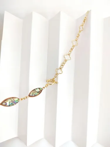 Vista 5 de Pulsera de cadena de eslabones cubanos chapada en oro de 18 quilates, delicada cadena de eslabones de clip plano, pulsera ajustable de concha
