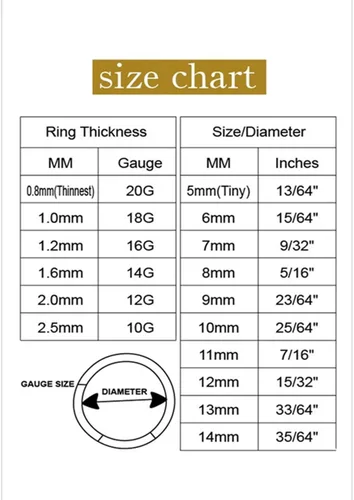 Vista 6 de Followmoon - Aretes de acero quirúrgico316L para nariz, oreja, septum y labio, cartílago, hélix, tragus, de calibre 20, 18, 16, 14, 12, 10, 8