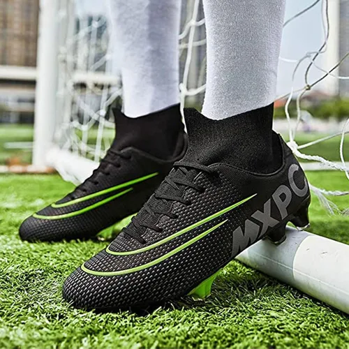Vista 5 de Zapatos de fútbol para hombre, con cordones, antideslizantes, para deportes al aire libre, atléticos, AGFG, fútbol, béisbol, lacrosse, rugby, tacos