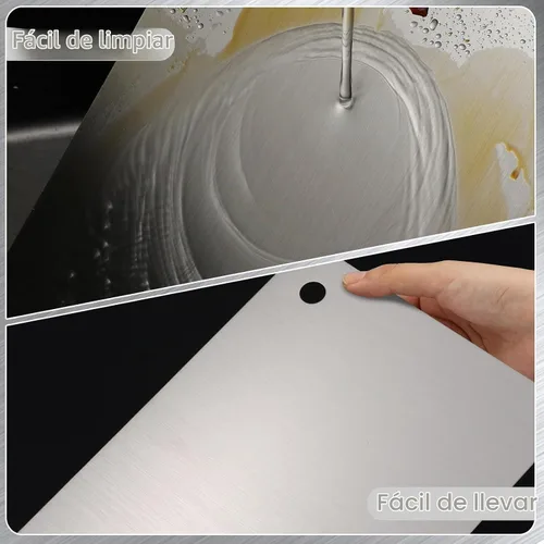 Vista 4 de Tablas de cortar de acero inoxidable para cocina, tabla de cortar