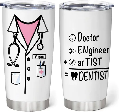 Vista 12 de Hyturtle Vaso personalizado para dentistas, vaso de acero inoxidable con estampado de dientes, 20 onzas con tapa, regalo ideal para dentistas