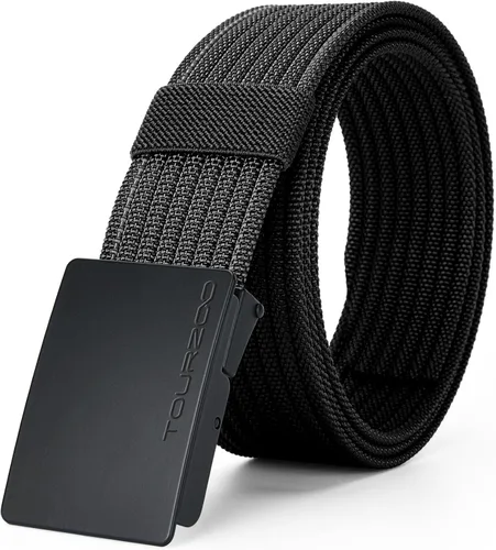 Vista 11 de TOURZOO Cinturones tácticos militares de nailon para hombres de 1.5 pulgadas, sin agujeros, cinturón de lona ajustable para senderismo, casual y al