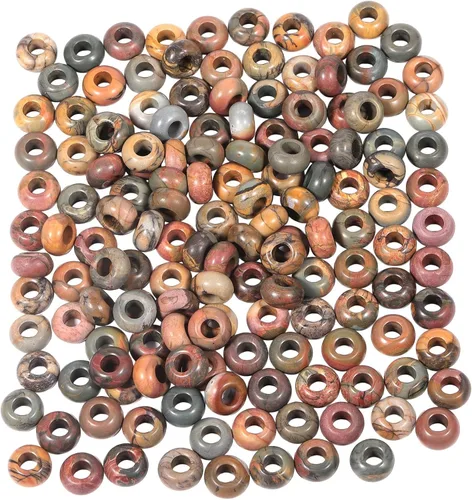 Vista 9 de TUMBEELLUWA Rondelle - Cuentas de piedras preciosas naturales para la fabricación de joyas, cuentas sueltas de agujero grande, paquete de 15