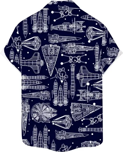 Vista 2 de WHO IN SHOP Men's Hawaiian Shirt All Patterns Print Short Sleeve Button Down Shirts
