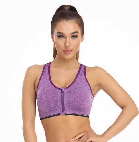 Vista 5 de Brasier deportivo con cierre frontal para mujer, posoperatorio, sin varillas, para yoga