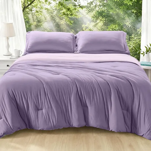 Vista 37 de MUXHOMO Juego de edredón beige tamaño individual/individual XL, ropa de cama alternativa ultrasuave para todas las estaciones. El juego de cama