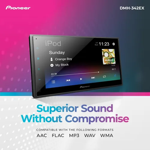 Vista 4 de Pioneer DMH-342EX Receptor multimedia digital con Weblink, pantalla táctil capacitiva de 6.8 pulgadas, doble DIN, Bluetooth integrado, Amazon Alexa