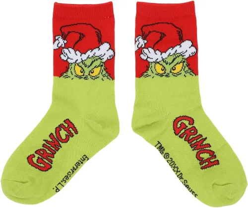 Vista 4 de Bioworld The Grinch & Max Kids - Calcetines de 3 pares, Multi colorido